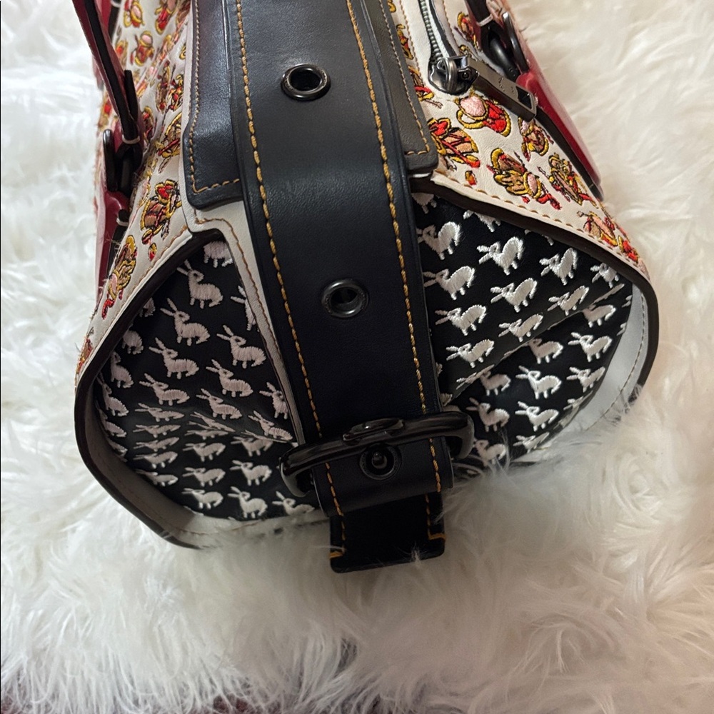 Rare Coach 1941 1/1 Runway Sample Leather Satchel Embroidery White Black Red Bag - Picture 5 of 17
